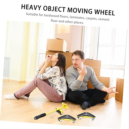 1 Set Moving Tools Furniture Mover Lifter Kit Home Furniture Moving Wheel Moving Tool Kit Equipment Moving Casters Heavy Item Mover Convenient Moving Tool Yellow Iron