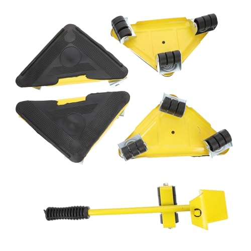 1 Set Moving Tools Furniture Mover Lifter Kit Home Furniture Moving Wheel Moving Tool Kit Equipment Moving Casters Heavy Item Mover Convenient Moving Tool Yellow Iron