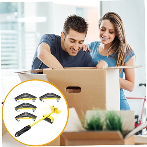 1 Set Moving Tools Furniture Mover Lifter Kit Home Furniture Moving Wheel Moving Tool Kit Equipment Moving Casters Heavy Item Mover Convenient Moving Tool Yellow Iron